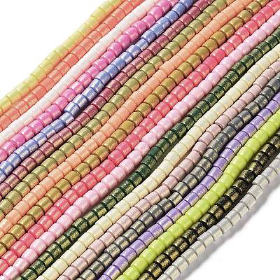 Spray Painted Handmade Polymer Clay Beads Strands CLAY-F004-A-1