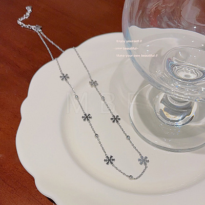 Snowflake 304 Stainless Steel Link Chain Necklaces for Women FS-WGDC653-03-1