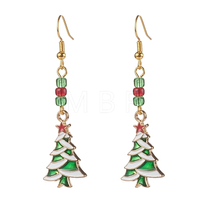 Christmas Theme Alloy Enamel Dangle Earrings EJEW-JE04511-1