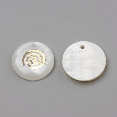 Freshwater Shell Pendants SHEL-Q010-010G-1