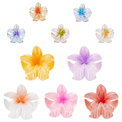 10Pcs 10 Colors Glitter Transparent & Opaque Plastic Claw Hair Clips for Woman Girls Thick Hair PHAR-AR0001-10-1