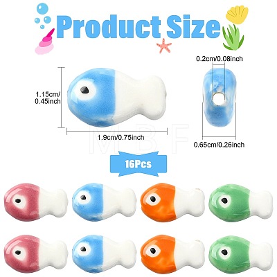 16Pcs Handmade Porcelain Ceramic Beads PORC-FS0001-68C-1
