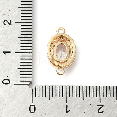 Brass Pave Clear Cubic Zirconia Connector Charms KK-G503-31G-1