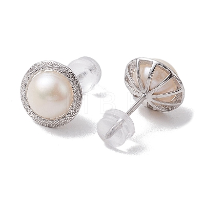 Natural Pearl Ear Studs EJEW-P286-01P-1