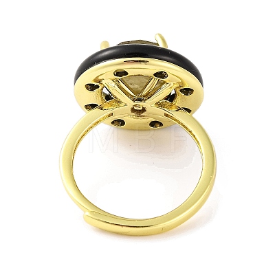 Rack Plating Round Brass Enamel Adjustable Rings RJEW-U004-01G-G-1