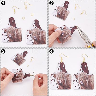 Olycraft DIY Rectangle with Cattle Drop Earrings Making Kit DIY-OC0008-32-1