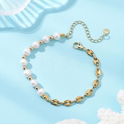 Natural Cultured Freshwater Pearl & Electroplate Non-magnetic Synthetic Hematite Beaded Bracelets for Women BJEW-JB12893-1