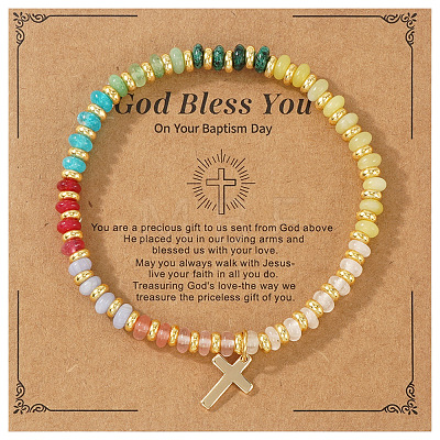 Natural Mixed Gemstone Rondelle Beads Stretch Bracelets XM9841-3-1