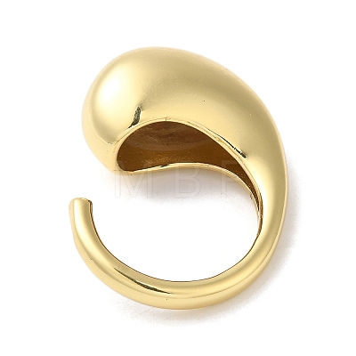 Rack Plating Brass Teardrop Open Cuff Rings for Women RJEW-S407-01G-1