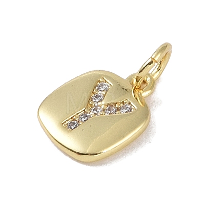 Rack Plating Brass Micro Pave CLear Cubic Zirconia Charms KK-E110-14G-Y-1