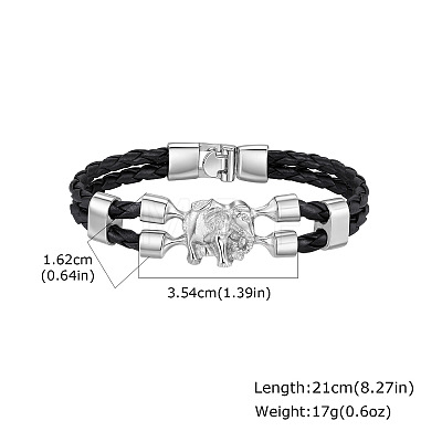 Alloy Elephant Link Braided Imitation Leather 2-Strand Bracelets WG69C94-02-1