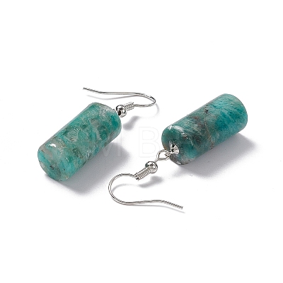 Natural Amazonite Cylindrical Dangle Earrings EJEW-D188-01P-09-1