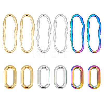 12Pcs 6 Style 304 Stainless Steel Linking Rings STAS-FH0001-95-1
