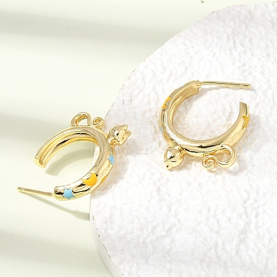 Brass Enamel Stud Earrings KK-CBA8324-23G-04-1
