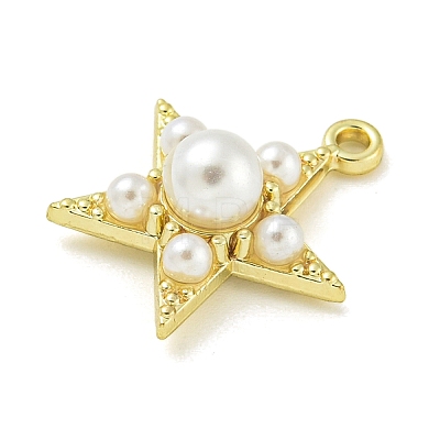 Zinc Alloy Acrylic Pearl Pendants PALLOY-F310-06G-01-1