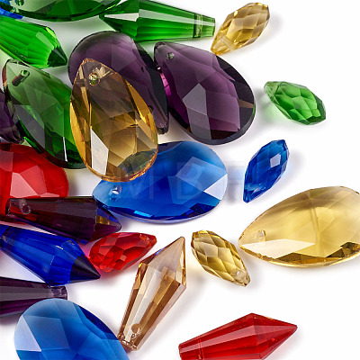 30Pcs 15 Styles Transparent Glass Pendants GLAA-TA0001-34-1