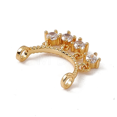 Rack Plating Brass Pave Clear Cubic Zirconia Connector Charms KK-C007-32G-1