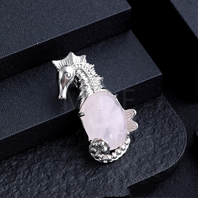 Natural Rose Quartz Sea Animal Pendants PW-WG09180-01-1