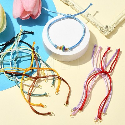 10Pcs 10 Colors Nylon Braided Adjustable Link Bracelet Makings AJEW-CJ00001-1
