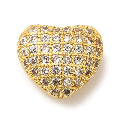 Brass Micro Pave Cubic Zirconia Beads KK-C072-30G-1