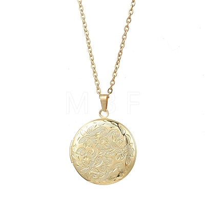 Brass Locket Pendant Necklaces NJEW-JN05906-1