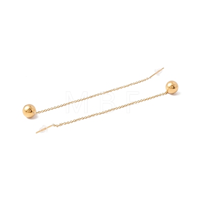 Long Chain with Round Ball Dangle Stud Earrings EJEW-A067-13G-1