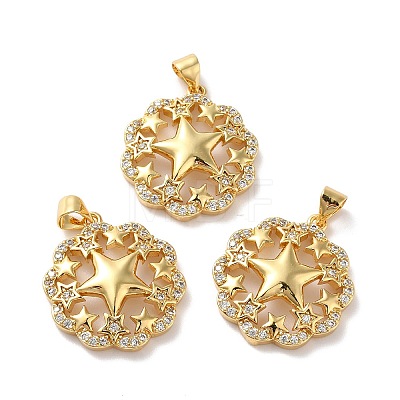 Rack Plating Brass Micro Pave Cubic Zirconia Pendants X-KK-A160-11G-1