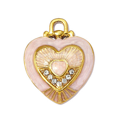 304 Stainless Steel with Pearl Pink Enamel Pendants SA-OY001-40G-1