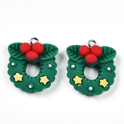 Christmas Theme Opaque Resin Pendants RESI-N039-108-1