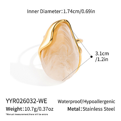 304 Stainless Steel Resin Cuff Open Ring for Women OM2986-1-1