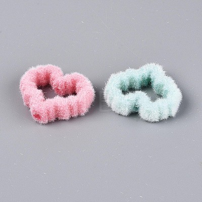 Flocking Opaque Acrylic Heart Beads OACR-T030-07M-1