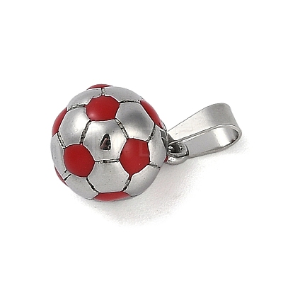 Trendy Necklace Findings 304 Stainless Steel FootBall/Soccer Ball Pendants STAS-L012-B01P-04-1