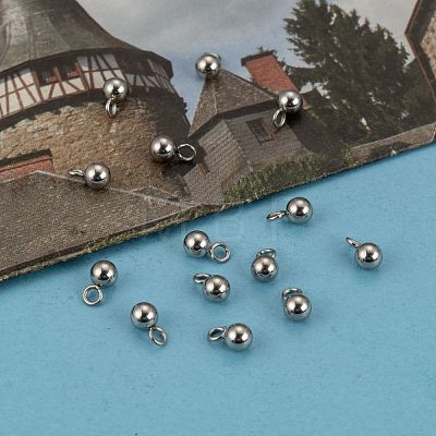 201 Stainless Steel 3D Ball Round Charms Pendants STAS-Q171-05-1