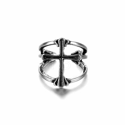 Alloy Punk Cross Open Cuff Rings for Men IO0623-9-1