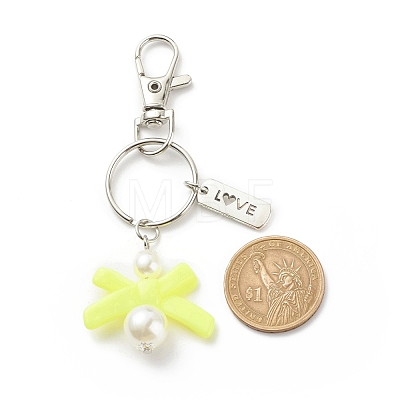 ABS Plastic Imitation Pearl  Beads and Acrylic Keychain KEYC-JKC00353-1