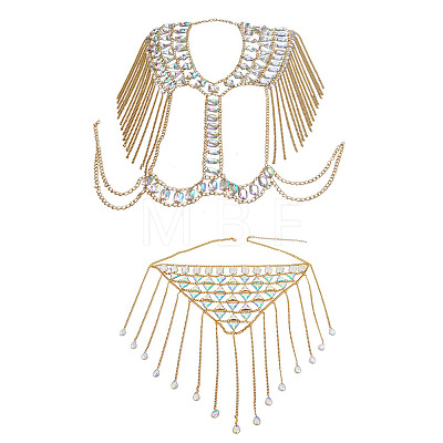 Clear AB Acrylic & Alloy Tassel Sexy Suit Jewelry Night Shop Shoulder Body Chains for Women WG261D8-01-1