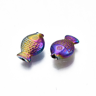 Rack Plating Rainbow Color Alloy Beads PALLOY-S180-331-1