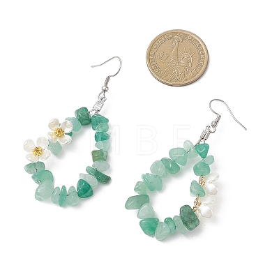 Flower 304 Stainless Steel Dangle Earrings EJEW-JE06802-1
