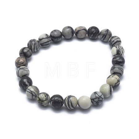 Natural Netstone Bead Stretch Bracelets BJEW-K212-C-021-1