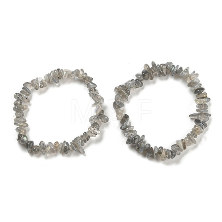 Natural Labradorite Chip Beaded Stretch Bracelet LS-G-H294-01B-04-1