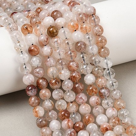Natural Black Gold Rutilated Quartz Beads Strands X-G-P596-6mm-02-1