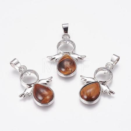 Natural Tiger Eye Pendants G-G651-A05-1