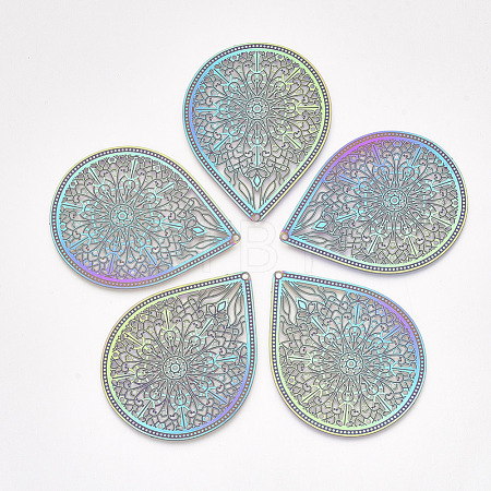 Ion Plating(IP) 304 Stainless Steel Filigree Big Pendants STAS-S108-32-1