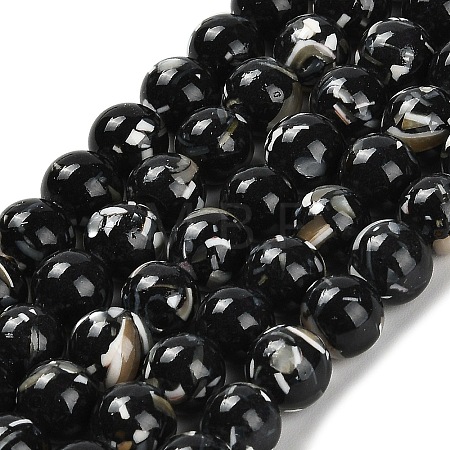 Assembled Synthetic Stone and Trochus Shell Beads Strands G-B128-08C-04-1