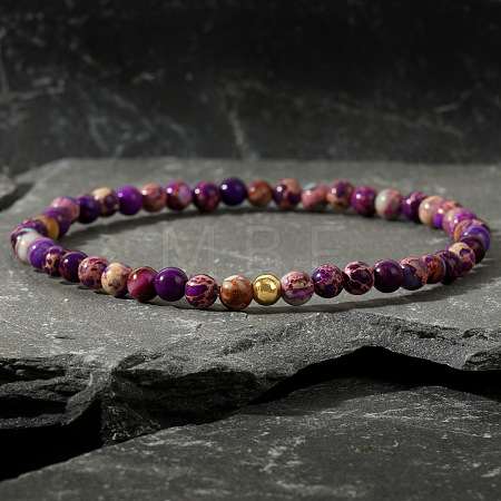 Dyed Natural Imperial Jasper Round Beaded Stretch Bohemian Bracelets OI9972-8-1