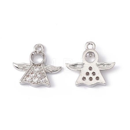 Rack Plating Brass Micro Pave Clear Cubic Zirconia Charms KK-G433-14P-1