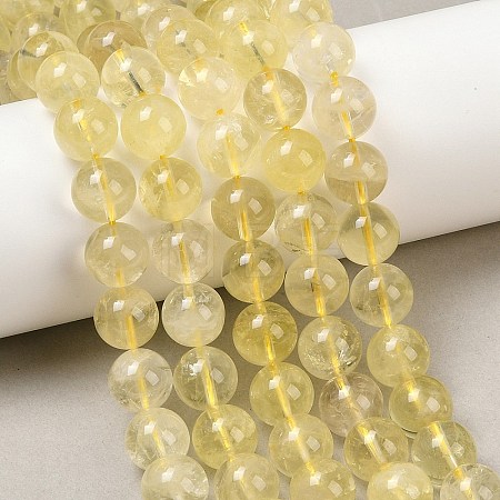 Natural Lemon Quartz(Heated)  Beads Strands G-P596-10mm-01-1