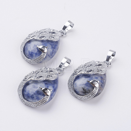 Natural Blue Spot Jasper Pendants X-G-E442-04D-1