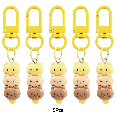 5Pcs Bear Resin Pendant Decorations HJEW-YW00193-03-1