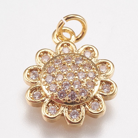 Brass Micro Pave Cubic Zirconia Charms ZIRC-E147-34G-1